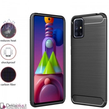 Carbon guminis dėklas - juodas (telefonams Samsung M51) Carbon guminis dėklas - juodas (telefonams Samsung M51)